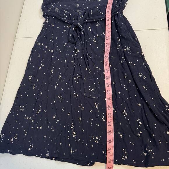 Fat Face Calla Lunar Sky Dress Women's US Size 8 Navy Blue Star Print Tie Belted - Picture 13 of 15